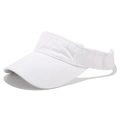 Close-up of white washed cotton fabric and fine stitching on a sun visor cap - Adjustable / White