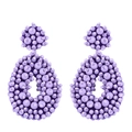 Bohemian style purple handmade seed bead teardrop earrings for women in matte finish - Purple