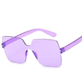 Fashionable purple one-piece rimless square oversized sunglasses for women and men - Transparent Purple