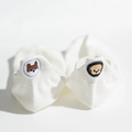 Fantasmini bianchi minimalisti in cotone con ricami di simpatici animali sul tallone - Taglia unica / Tallone Cane Bianco