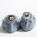 Light blue low cut boat socks featuring cute cartoon dog embroidery on the heels - One Size / Heel Dog Blue