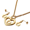 Conjunto de joyas de acero de titanio dorado con collar de corazón y aretes de niña - Dorado (KS115040-Z)
