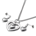 Fashion silver heart hollow pendant necklace and earrings set for women jewelry set - Steel Style (KS115043-Z)