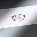 Anello aperto in argento con motivo a nuvole per coppie in stile minimalista ed elegante - Aperto Regolabile / Rame placcato oro bianco