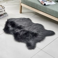 Plush dark grey irregular faux fur area rug for modern living room and bedroom floor - Irregular Dark Grey