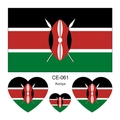Pegatinas de Tatuaje Temporal de la Bandera de Kenia Impermeable Corazón y Rectángulo - Kenia