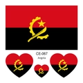 Set de tatuajes temporales impermeables con la bandera nacional de Angola y formas de corazón. - Angola