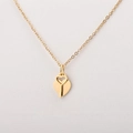 Gold stainless steel necklace with heart lock and key pendant for couples - Gold