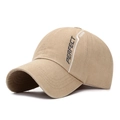 Casquette vintage kaki en tissu délavé avec lettrage vertical mode imprimé élégant - Réglable / Poche zippée