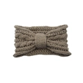 Retro knit bow headband in warm brown featuring thick woven texture for women - Khaki