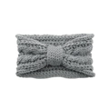 Detailed view of the thick gray knitted texture and bow design on the winter headband - Gray