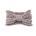 Knitted bow headband in soft mauve purple with chunky cable weave texture design - Dusty Pink