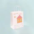 Kleine cartoon kraft papieren cadeautas met sweet home illustratie en witte katoenen hengsels - Klein (15x21x8cm) / Zoet Huis