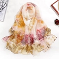 Thin chiffon scarf for women featuring a warm yellow and orange gradient watercolor print - 160cm / Landscape Yellow