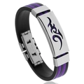 Men's black silicone bracelet with purple flame stainless steel decorative plate - Purple