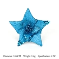 Blue glitter artificial Christmas flower 16cm sparkling poinsettia for DIY wreath decoration - 16cm Pointed Sequin Flower