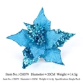 Lake blue double-layered 20cm artificial Christmas flower with sequins for DIY tree decor - 20cm Sequin Flower