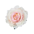 Elegant cream white artificial rose hair clip with a natural light pink gradient center - Creamy Pink