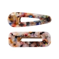 Acetate hair clip set featuring water drop and rectangle shapes with colorful patterns - Two-Piece Set / Multi-Color Marble