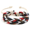 Handmade woven cotton rope bracelet in colorful vintage red, white, and blue patterns - Multi-color F