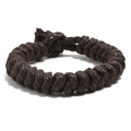 Pulsera retro hecha a mano de cuerda de cáñamo trenzada marrón oscuro con nudo - Marrón