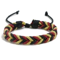 Handmade red yellow and black braided wax cord bracelet with adjustable closure - Red + Yellow + Black