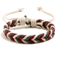 Pulsera de cuerda de algodón tejida a mano en colores rojo oscuro, verde y crema - Verde+Rojo Oscuro+Beis
