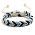 Pulsera trenzada para parejas en negro, azul claro y crema hecha de cordón de fibra - Azul Claro+Beis+Negro