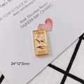Vintage gold rectangular coin pendant with queen relief carving for DIY jewelry - 5-1# (24*12*2mm)