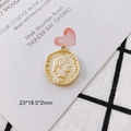 Golden vintage coin pendant featuring a detailed female relief and 1913 year mark - 3# (23*18.5*2mm)