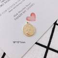 Golden alloy coin pendant featuring Elizabeth II portrait for DIY jewelry making 18x15x1mm - 8-1# (18*15*1mm)