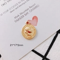 Golden vintage Helvetia coin pendant for jewelry making with 21x17x2mm dimensions - 4-1# (21*17*2mm)