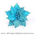Glittery blue artificial poinsettia flower for Christmas tree decor, 23cm diameter - 23cm Sequin Flower