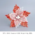 Red and gold artificial poinsettia flower with white mesh detail for Christmas decor - Style D / 22cm / Red Gold White Mesh / Single Piece