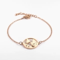 Minimalist 18K rose gold stainless steel bracelet with world map cutout pendant - Rose Gold Bracelet (LB1157)