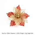 Artificial 22cm red and gold Christmas flower with glitter mesh petals for DIY decor - #3 (Diameter 22cm)