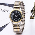 Orologio al quarzo classico bicolore con grandi numeri e cinturino elastico - Stile Uomo / Cassa Bicolore Quadrante Nero