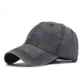 Vintage washed dark grey cotton baseball cap featuring blue 'Yours' script embroidery - Adjustable / Dark Gray