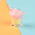 Luminous dual-color resin slushie cup pendant in yellow and pink with striped straw - Pink
