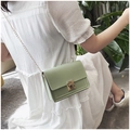 Mint green small square crossbody bag with metal chain strap and elegant clasp lock - Green