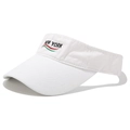 Detail view of NEW YORK embroidery on white washed sun visor with green and red wave accent - Adjustable / White