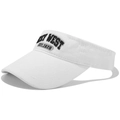 Detail of white sun visor featuring high-quality black embroidery of WEST EST. 1828 - Adjustable / White