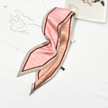 Pink and orange gradient silk scarf with green borders and elegant cursive lettering - Letter Print Pink Coffee
