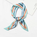 Light blue silk scarf with orange stripes and belt pattern for bag decoration - Narrow Buckle Sky Blue