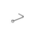 Detailed close-up of a silver L-shaped stainless steel nose stud with a ball end - Steel Color L-Shape Ball