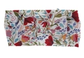 Close-up detail of floral print nylon headband with soft butterfly knot for infants - Bow / Large Red Flowers