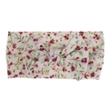 Floral print nylon baby headband with a cream base and cute bow knot decoration - Bow / Red Flowers Green Leaves