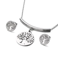 Elegante set in argento con collana e orecchini albero della vita su sfondo bianco - Set Colore Acciaio (KS114993-Z)