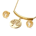 Set di gioielli Albero della Vita dorati con collana traforata e orecchini a bottone abbinati - Set Oro (KS114992-Z)