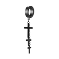 Punk black titanium steel earring featuring triple cross charms and dangling chains - Clip-On Earrings / Black
